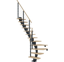 Escalier gain de place avec rampe en métal et marches en bois