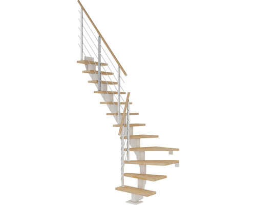 Pertura Mittelholmtreppe Malva Weiß 75 cm Buche Leimholz Geölt 11 Stufen 12 Steigungen