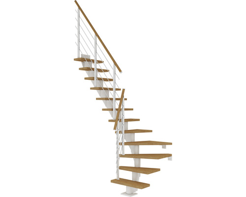 Pertura Mittelholmtreppe Malva Weiß 75 cm Eiche Geölt 11 Stufen 12 Steigungen