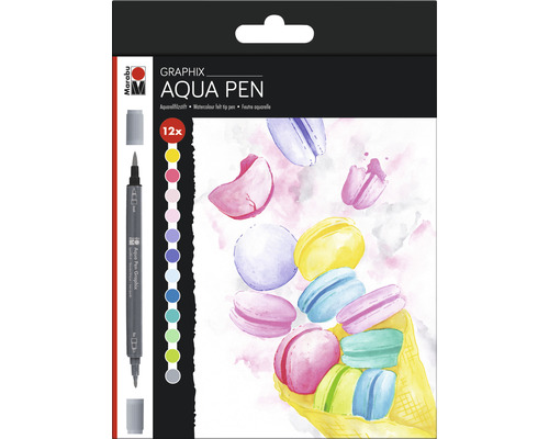 Marabu Graphix Aqua Pen, set de douze stylos