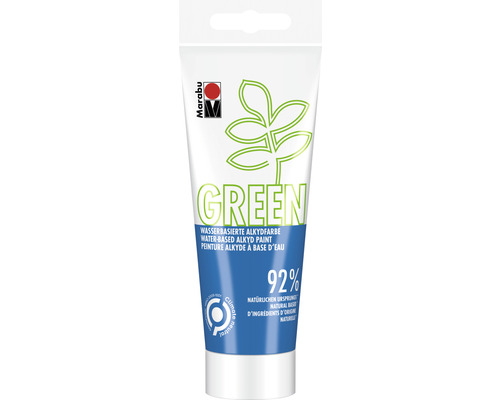 Marabu Green Wasserbasierte Alkydfarbe azurblau 095 100 ml Marabu Logo, Tube grüne Alkydfarbe auf Wasserbasis