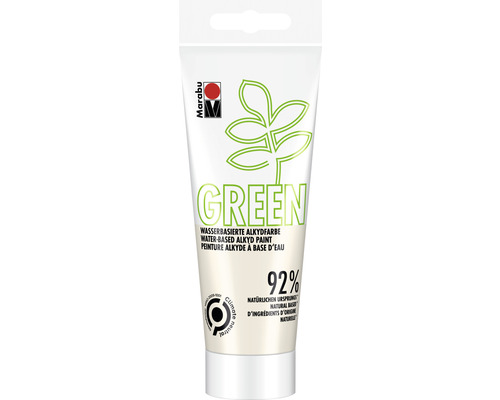 Marabu Green Wasserbasierte Alkydfarbe cremeweiß 072 100 ml Tube mit wasserbasierter Alkydfarbe, Farbe Grün, Marabu Logo