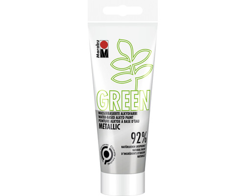 Marabu Green Wasserbasierte Alkydfarbe metallic-silber 782 100 ml Marabu Metallic Grün wasserbasierte Alkydfarbe im Tubenbehälter
