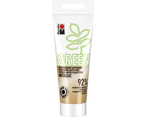 Marabu Green Wasserbasierte Alkydfarbe metallic-gold 784 100 ml Tube grüne, metallische Alkydfarbe auf Wasserbasis von Marabu