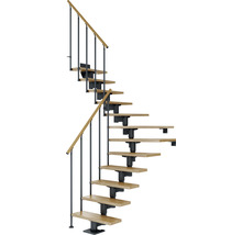 Raumspartreppe mit Holzstufen und Metallgeländer