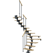 Escalier en colimaçon avec marches en bois et rampe