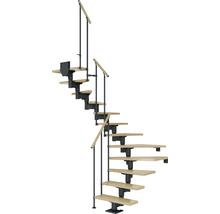 Escalier gain de place avec marches en bois et rampe