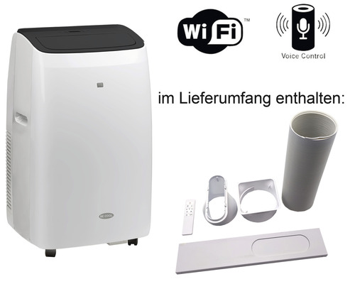 Climatiseur mobile WIFI avec tuyau d'évacuation 9000 BTU Silent blanc pour une pièce allant jusqu'à 80 m³/32 m² climatiseur local