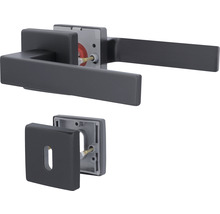 Poignée de porte avec rosette carrée pour montage sur portes intérieures