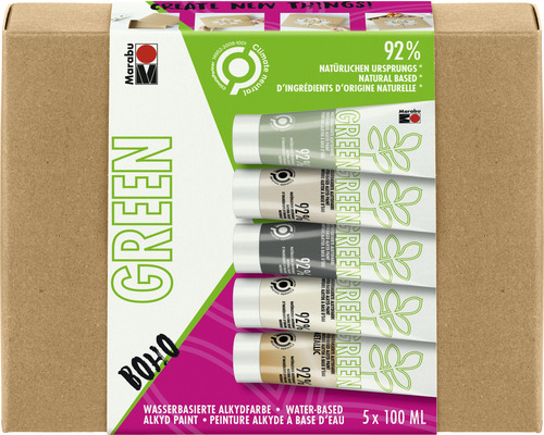 Marabu Green Alkydfarbe Set mit fünf Tuben