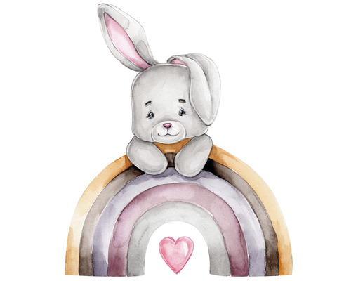 Tableau sur toile Rabbit on the Rainbow 30x30 cm