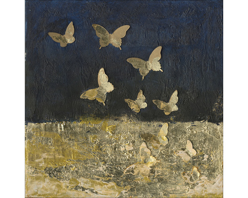 Leinwandbild Original Golden Butterflies II 60x60 cm
