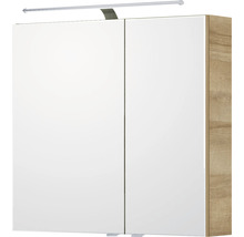 Spiegelschrank Serie 6005 Sprint 75 x 17 x 70,3 cm eiche riviera 2-türig LED IP 20