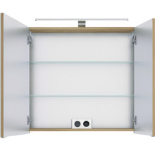 Spiegelschrank Serie 6005 Sprint 75 x 17 x 70,3 cm eiche riviera 2-türig LED IP 20