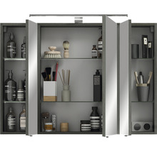 Spiegelschrank Serie 6005 Sprint 98 x 17 x 70,3 cm graphit struktur quer 3-türig LED IP 20