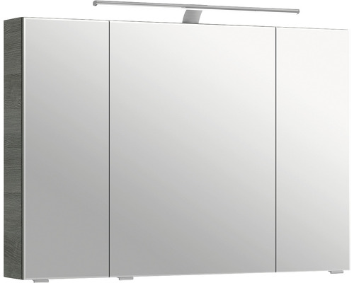 Armoire de toilette Pelipal Serie 6005 Sprint 98 x 17 x 70,3 cm graphite structuré transversalement 3 portes led IP 20