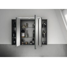 Spiegelschrank Serie 6005 Sprint 98 x 17 x 70,3 cm graphit struktur quer 3-türig LED IP 20