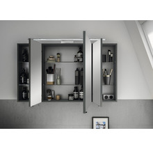 Spiegelschrank Serie 6005 Sprint 120 x 17 x 73 cm graphit struktur quer 3-türig LED IP 20
