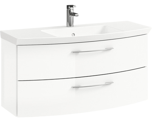 Ensemble de meubles de salle de bains Cassca Sprint lxp 101 x 46,2 cm couleur de la façade blanc à haute brillance 2 pièces avec lavabo en marbre minéral