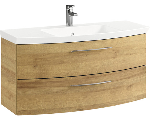 Ensemble de meubles de salle de bains Cassca Sprint lxp 101 x 46,2 cm couleur de la façade chêne riviera 2 pièces avec lavabo en marbre minéral