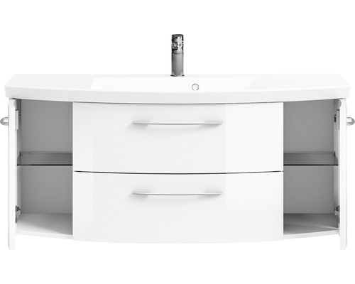 Ensemble de meubles de salle de bains Cassca Sprint lxp 121 x 46,2 cm couleur de la façade blanc à haute brillance 2 pièces avec lavabo en marbre minéral