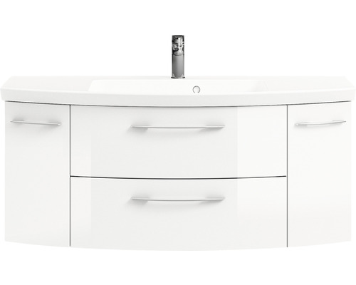 Meuble sous-vasque blanc avec deux tiroirs et deux portes