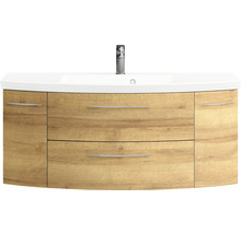 Ensemble de meubles de salle de bains Cassca Sprint lxp 121 x 46,2 cm couleur de la façade chêne riviera 2 pièces avec lavabo en marbre minéral-thumb-0