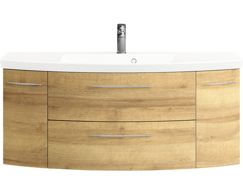 Ensemble de meubles de salle de bains Cassca Sprint lxp 121 x 46,2 cm couleur de la façade chêne riviera 2 pièces avec lavabo en marbre minéral-0