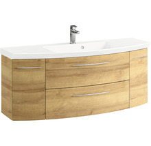 Ensemble de meubles de salle de bains Cassca Sprint lxp 121 x 46,2 cm couleur de la façade chêne riviera 2 pièces avec lavabo en marbre minéral-thumb-1