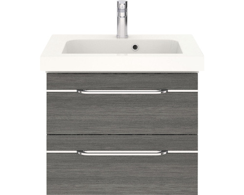 Meuble sous-vasque avec deux tiroirs, lavabo et robinet
