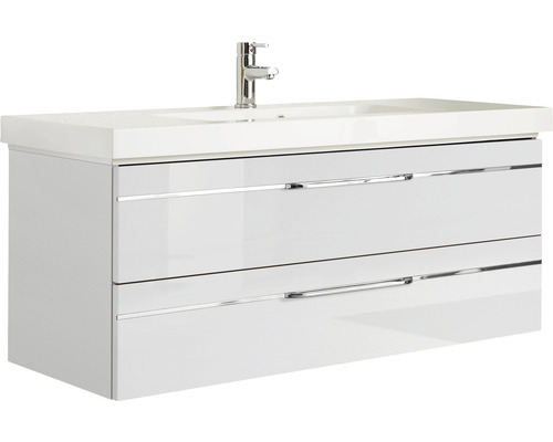 Badmöbel-Set Balto Sprint BxT 123,4 x 49 cm Frontfarbe weiß hochglanz 2-teilig mit Waschtisch Mineralmarmor Badmöbel-Set Balto Sprint BxT 123,4 x 49 cm Frontfarbe weiß hochglanz 2-teilig mit Waschtisch Mineralmarmor