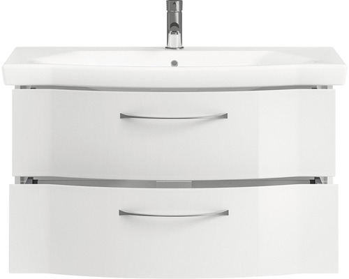 Ensemble de meubles de salle de bains série 6005 Sprint lxp 97 x 48,1 cm couleur de la façade blanc à haute brillance 2 pièces avec lavabo en céramique