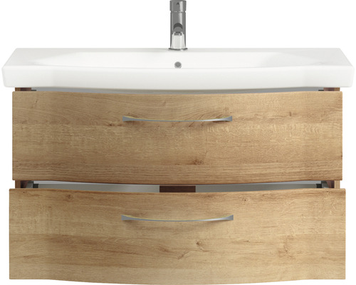 Ensemble de meubles de salle de bains série 6005 Sprint lxp 97 x 48,1 cm couleur de la façade chêne riviera 2 pièces avec lavabo céramique