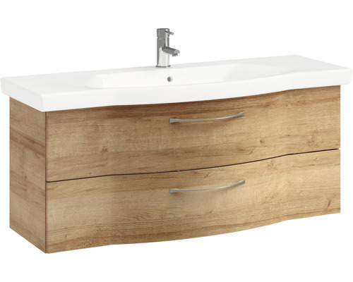 Ensemble de meubles de salle de bains série 6005 Sprint lxp 122 x 48,1 cm couleur de la façade chêne riviera 2 pièces avec lavabo céramique