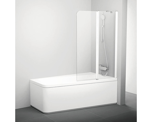 Pare-baignoire 2 parties RAVAK 10° 100 x 150 cm verre transparent couleur du profilé blanc 7QRA0103Z1