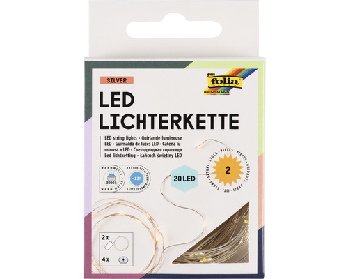 LED Lichterkette 220 cm, 2 Stück à 20 LEDs batteriebetrieben