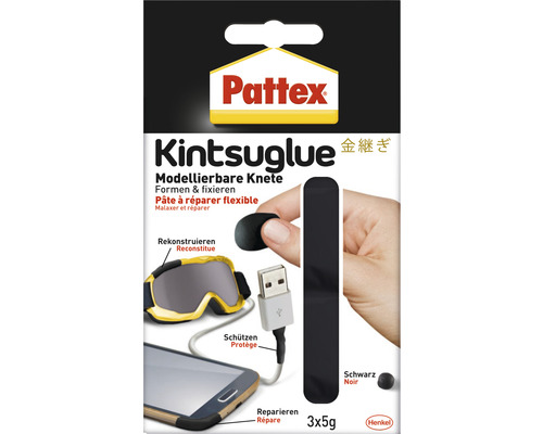 Pattex Kintsuglue Knetkleber schwarz 3 x 5 g