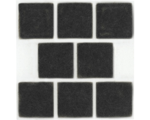Patin en feutre Tarrox 25x25x6 mm rectangulaire noir autocollant 8 pièce