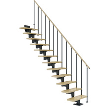 Escalier en bois avec rampe et construction métallique