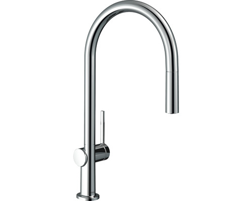 Robinetterie de cuisine avec bec extractible hansgrohe TALIS M54 chrome 72802000 Robinet de cuisine avec bec haut et mitigeur monocommande