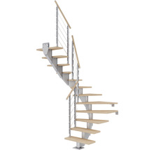 Wendeltreppe mit Holzstufen und Metallgeländer