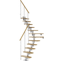 Spindeltreppe mit Holzstufen und Metallgeländer