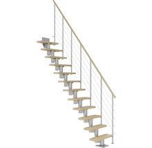 Escalier en bois avec rampe en métal