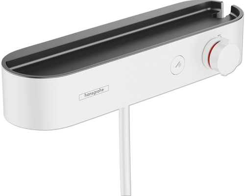 hansgrohe Duscharmatur mit Thermostat SHOWERTABLET SELECT weiß matt 24360700 Hansgrohe Duschstange mit Ablage für Duschutensilien