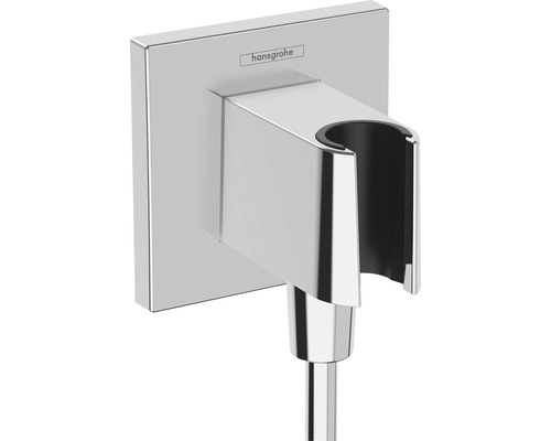 Raccordement mural avec support de douchette hansgrohe FixFit E chrome 26889000 Support de douche mural Hansgrohe