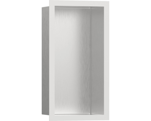 Niche murale hansgrohe XtraStoris Individual 300 x 150 x 100 mm acier inoxydable brossé/blanc mat 56094700