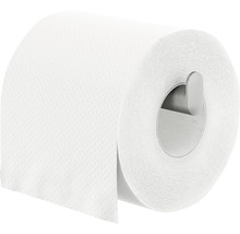 Eine Rolle weißes Toilettenpapier an einem Halter