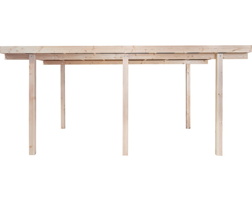 Holzcarport-Konstruktion mit mehreren Stützpfosten