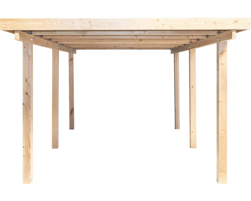 Holzcarport mit Pfosten und Dachkonstruktion