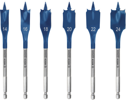 Sechs blaue Bosch EXPERT Bohrer mit verschiedenen Größen